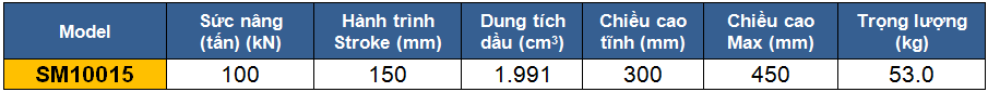 thong so ky thuat kich 1 chieu, kich thuy luc 100 tan, kich thuy luc 1 chieu 100 tan 150 mm, htttp://thegioithuyluc.com.vn